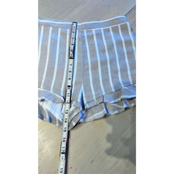 AFTER MARKET STRIPE LINEN BLEND RUFFLE TRIM SHORTS WOMENS SIZE M - Picture 4 of 10